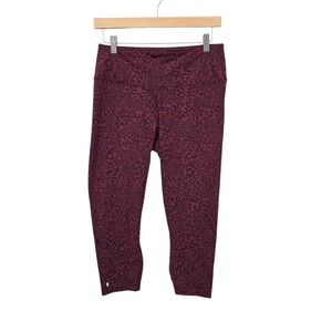 NOBULL Burgundy Leopard Print High-Rise Cropped Training Leggings Womens Large